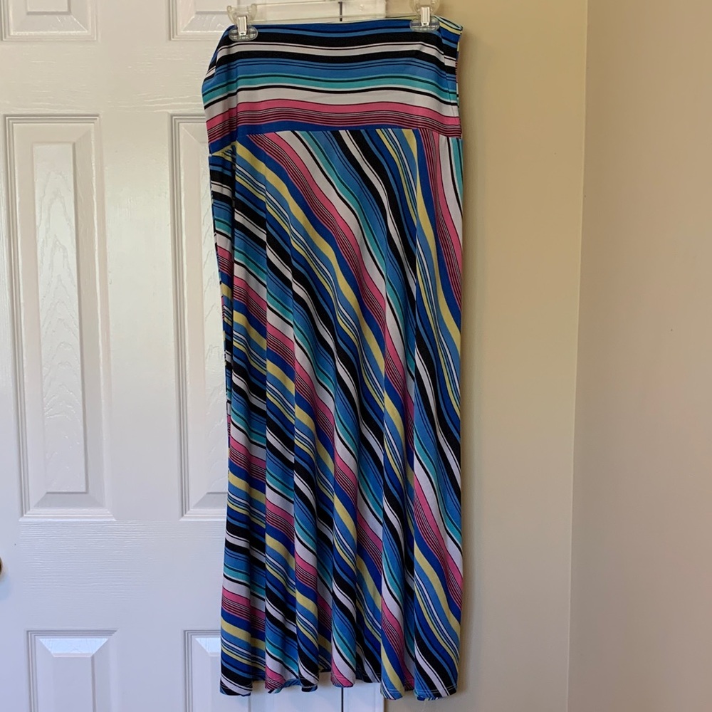 Sunny Leigh Colorful Striped A-Line Skirt